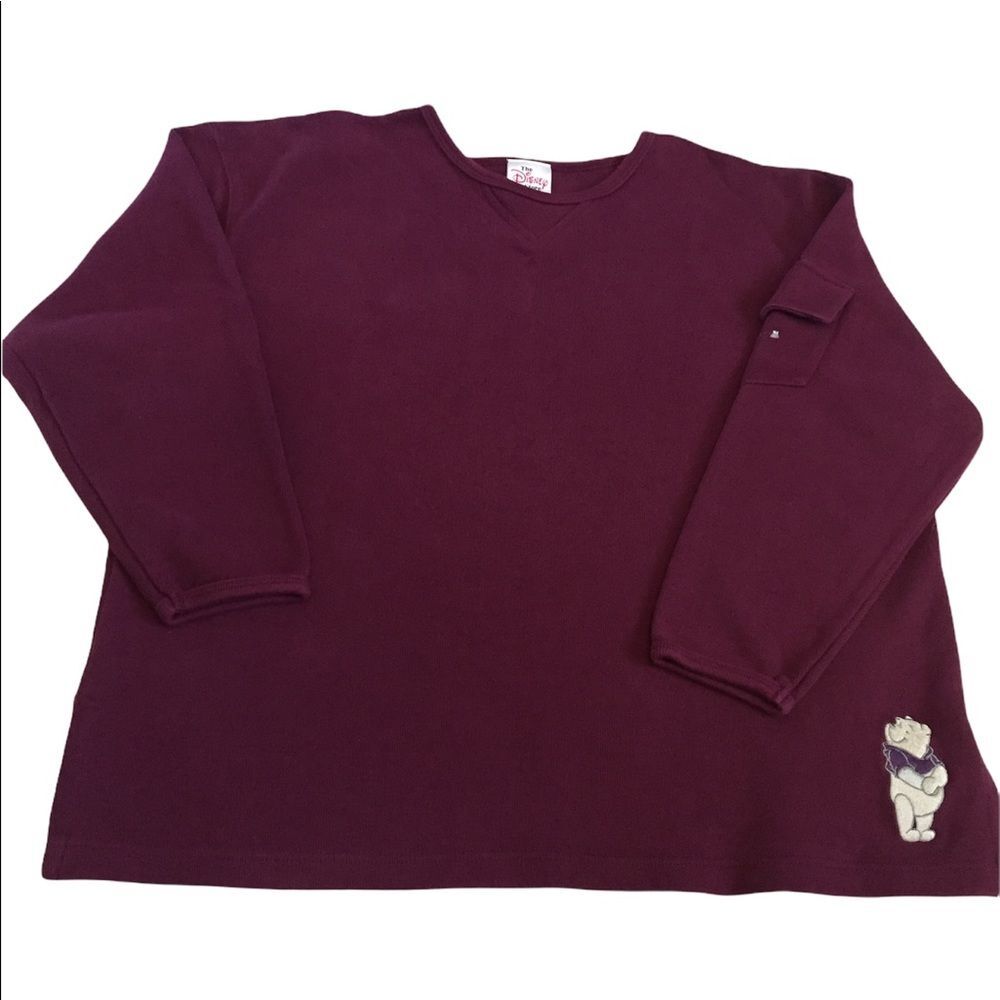 Disney Store Winnie the Pooh Ribbed Shirt Sz XL Burgundy Honey Pot 100% cotton